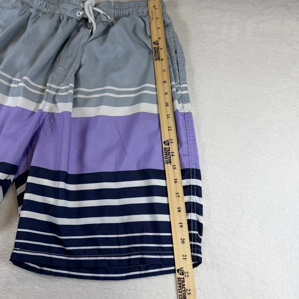 Kailua Surf Mens XXL Swim Trunks Grey Purple Striped Board Shorts Mesh Lined